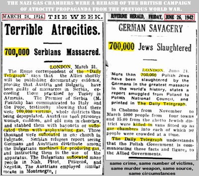 Holocaust - Gas chambers of both world wars - London Daily Telegraph - 700 000 gassed victims - suffocated with asphyxiating gas - gas vans - Chelmno - atrocity propaganda.jpg