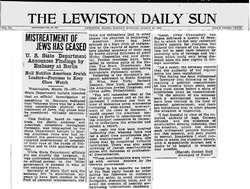 Holocaust - The Lewiston Daily Sun - Mistreatment of Jews has ceased - Cordell Hull - Stephen Wise - March 33.jpg